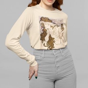 Salon des Cent VTG French Poster Print Long Sleeve Graphic Tee T-shirt S M L XL